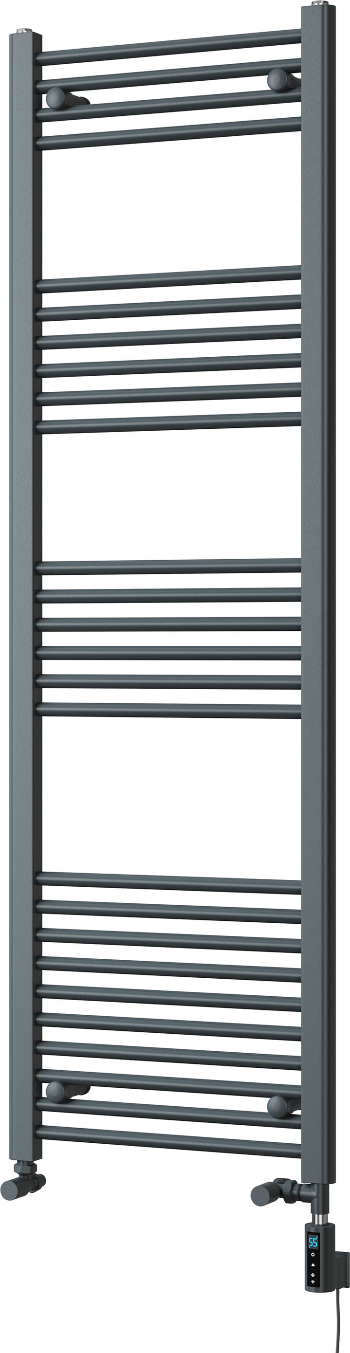 Zennor - Anthracite Dual Fuel Towel Rail  H1600mm x W500mm Thermostatic WIFI - Straight