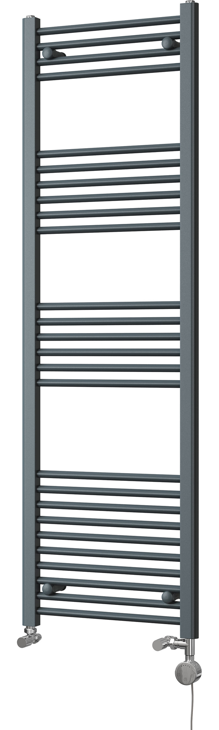 Zennor - Anthracite Dual Fuel Towel Rail  H1600mm x W500mm Thermostatic - Straight