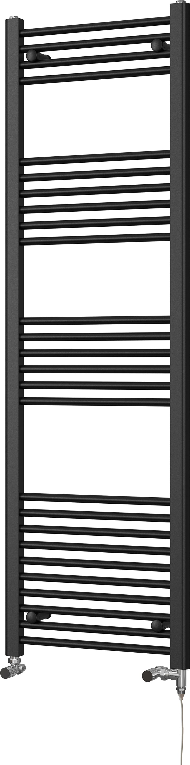 Zennor - Black Dual Fuel Towel Rail H1600mm x W500mm Standard - Straight