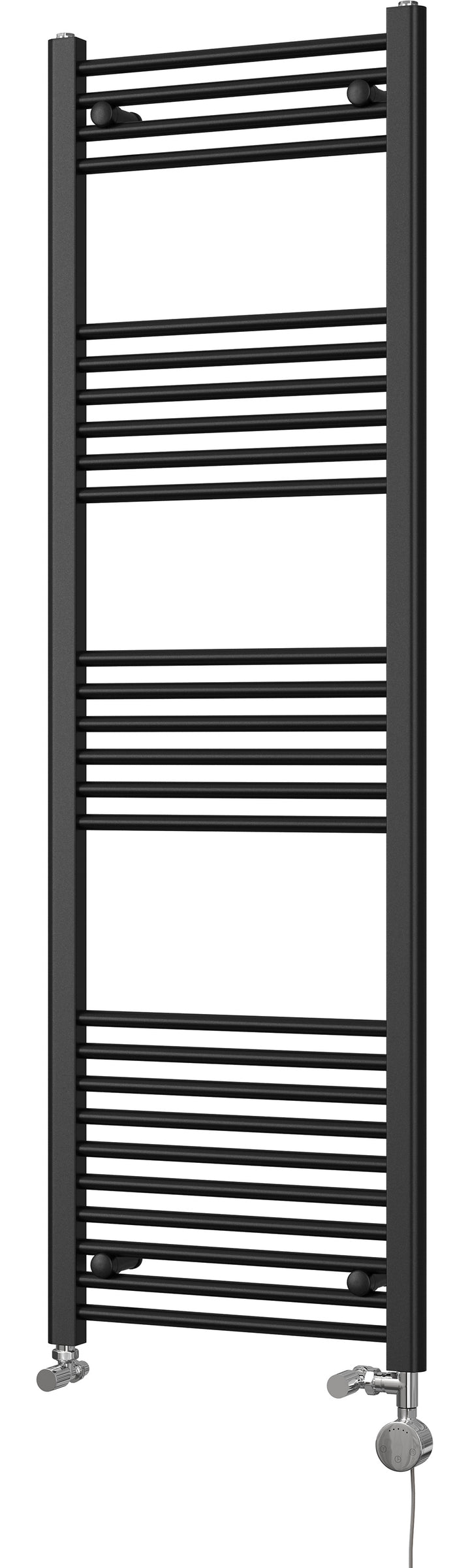 Zennor - Black Dual Fuel Towel Rail H1600mm x W500mm Thermostatic - Straight