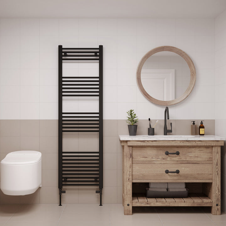 Zennor - Black Heated Towel Rail - H1600mm x W500mm - Straight