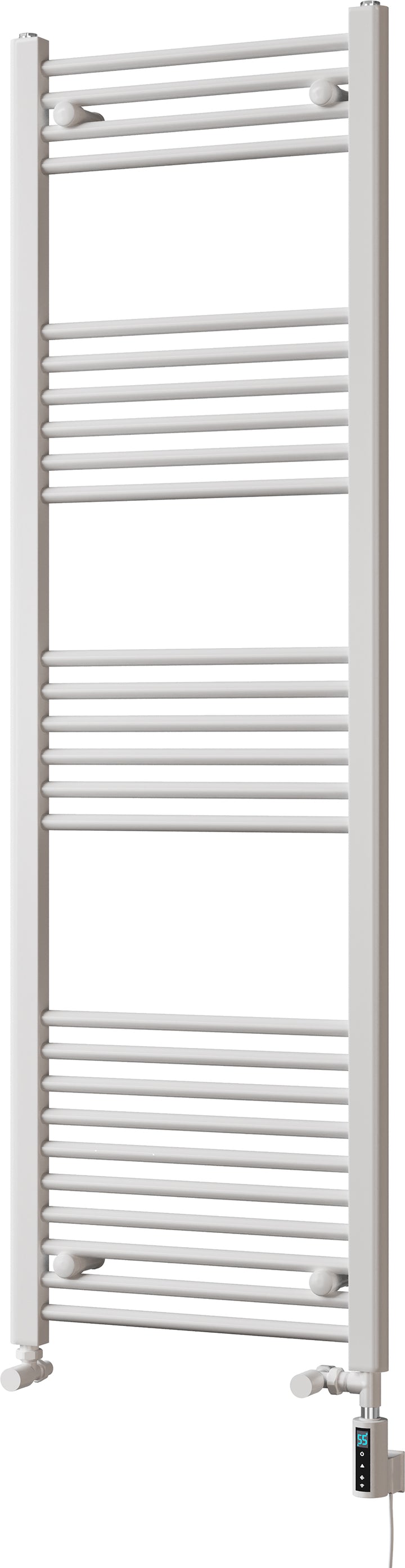 Zennor - White Dual Fuel Towel Rail H1600mm x W500mm Thermostatic WIFI - Straight