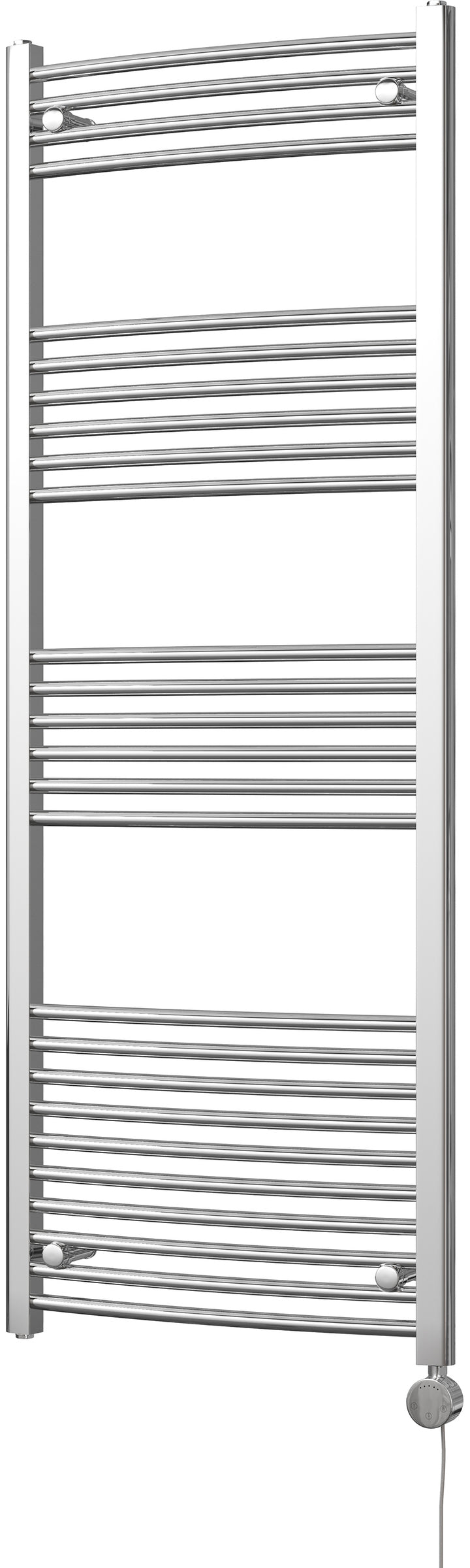 Zennor - Chrome Electric Towel Rail H1600mm x W600mm Curved 600w Thermostatic