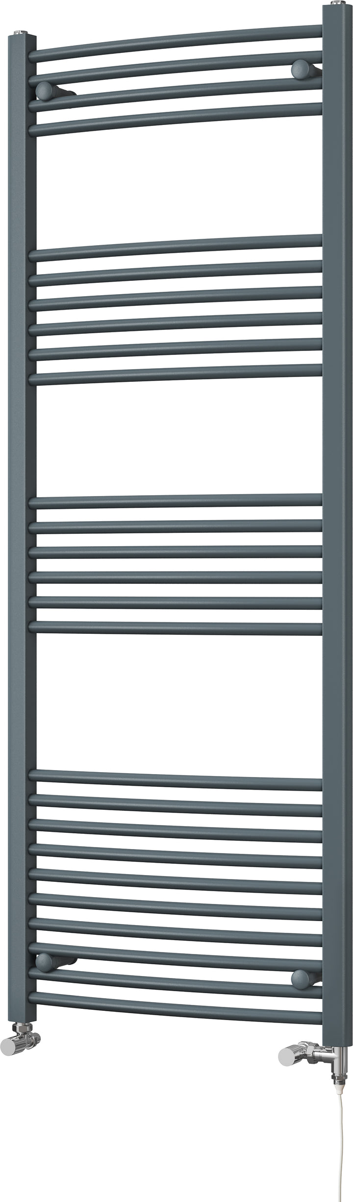 Zennor - Anthracite Dual Fuel Towel Rail  H1600mm x W600mm Standard - Curved