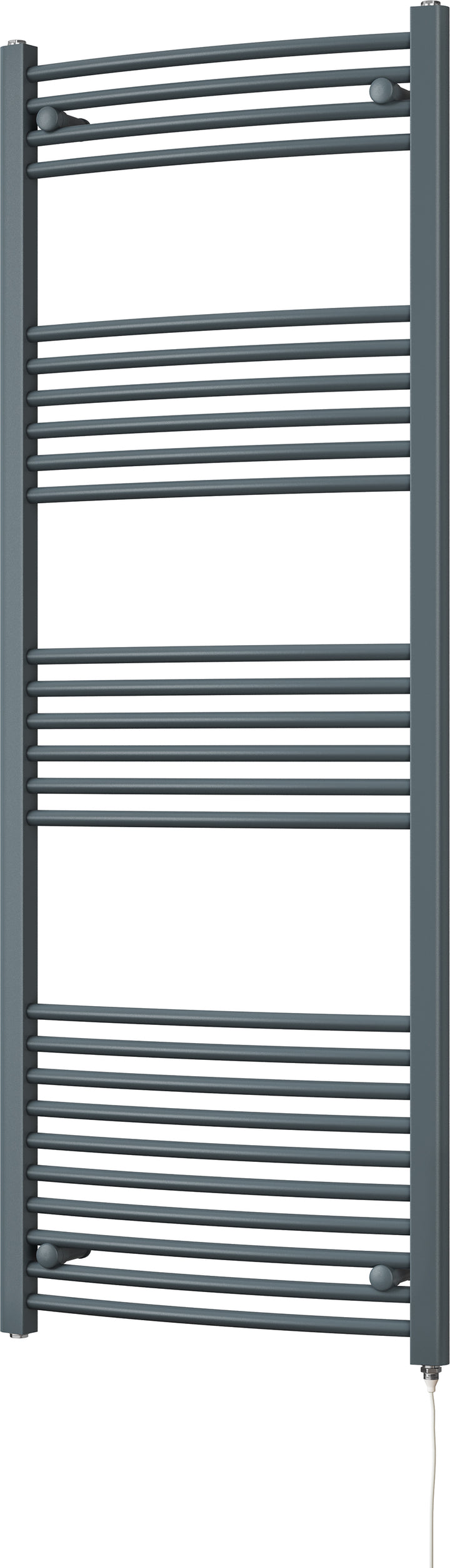 Zennor - Anthracite Electric Towel Rail H1600mm x W600mm Curved 600w Standard