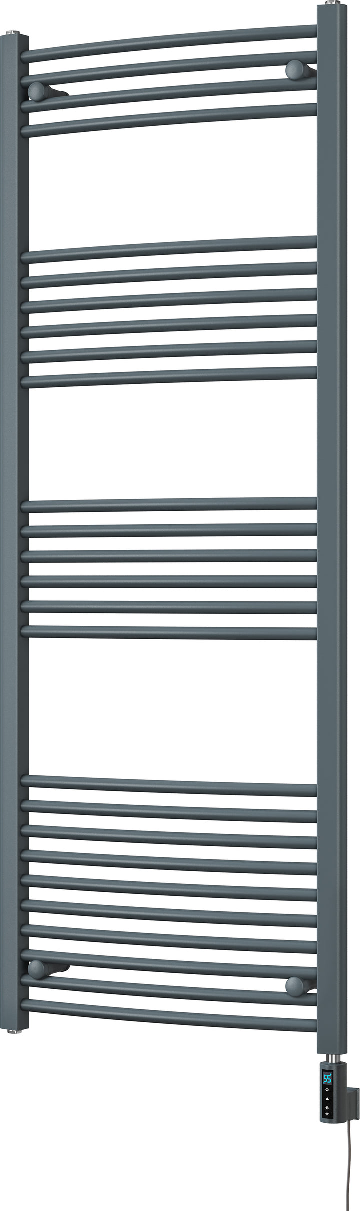 Zennor - Anthracite Electric Towel Rail H1600mm x W600mm Curved 900w Thermostatic WIFI