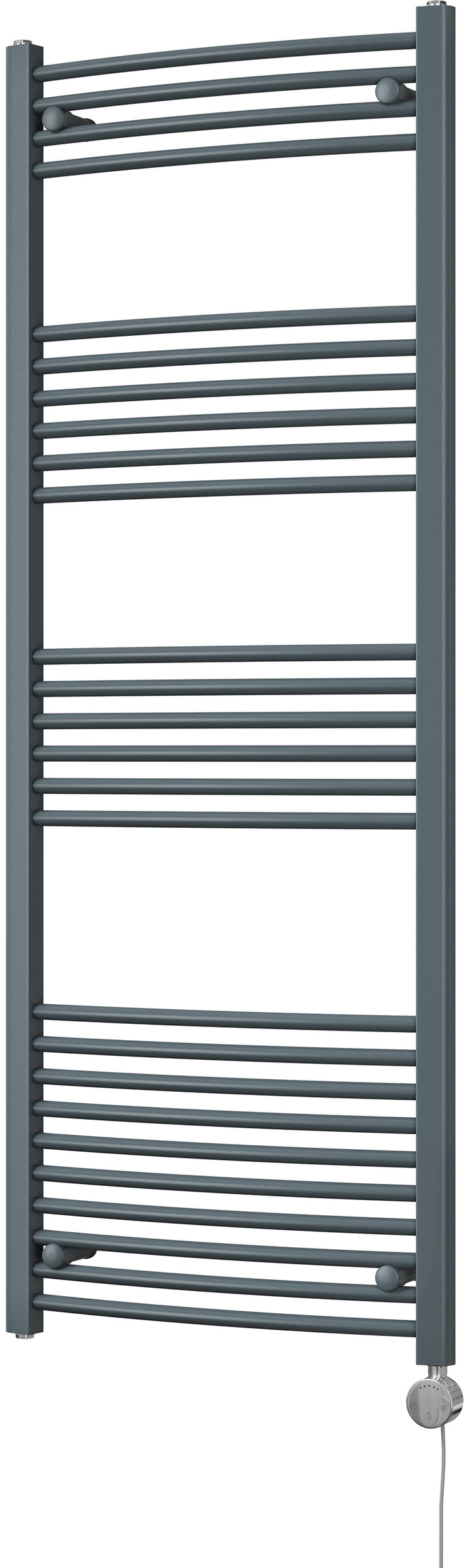 Zennor - Anthracite Electric Towel Rail H1600mm x W600mm Curved 600w Thermostatic