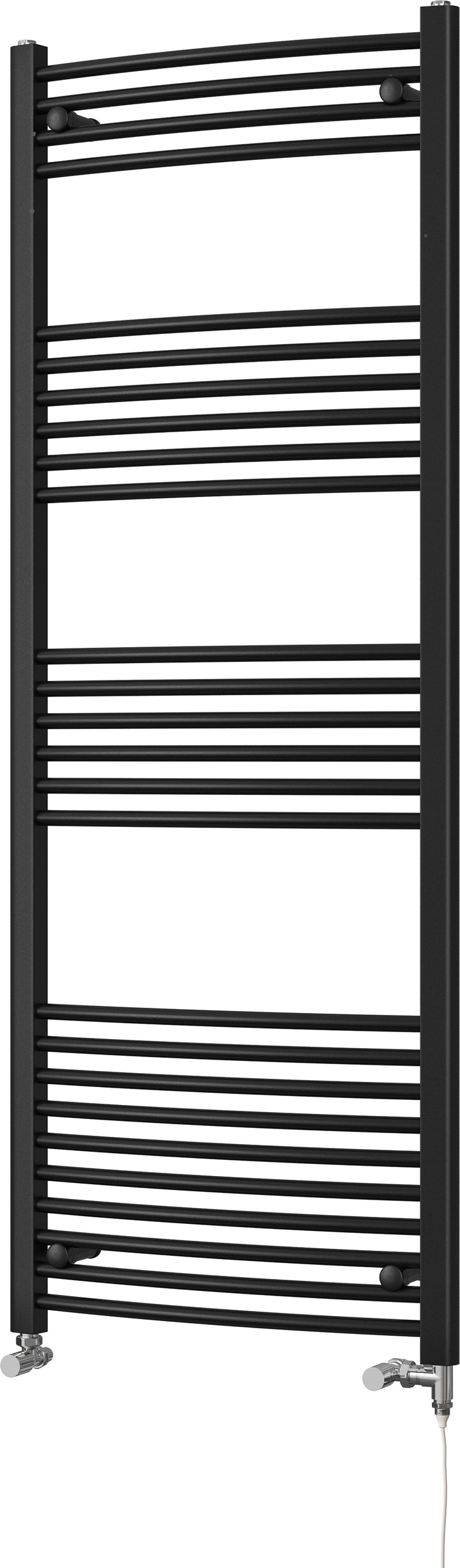 Zennor - Black Dual Fuel Towel Rail H1600mm x W600mm Standard - Curved