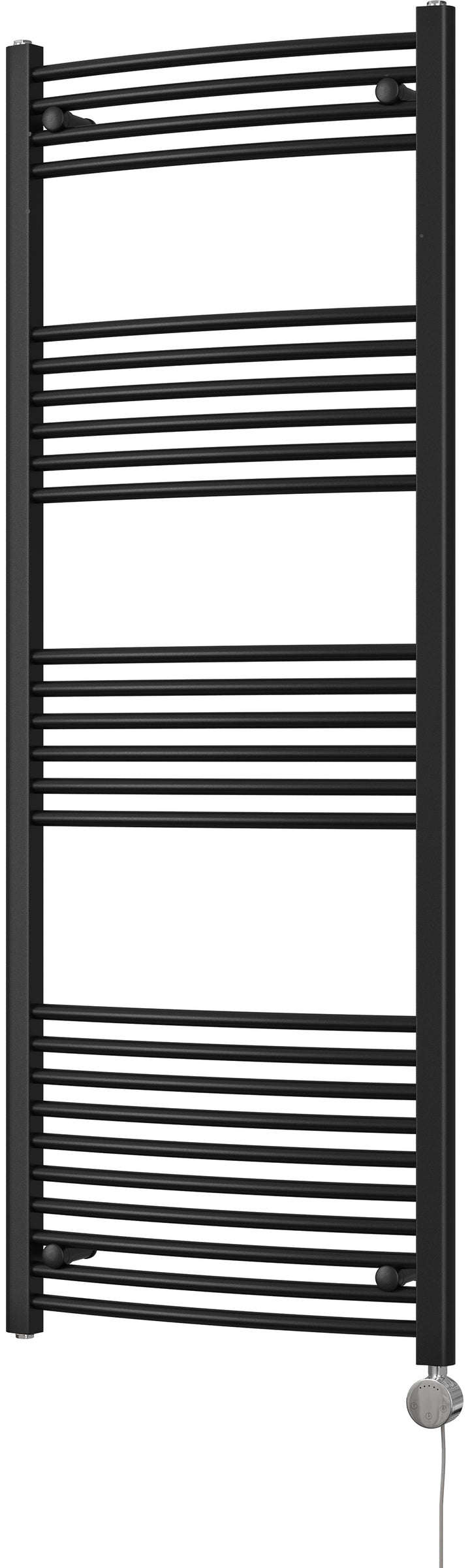 Zennor - Black Electric Towel Rail H1600mm x W600mm Curved 600w Thermostatic