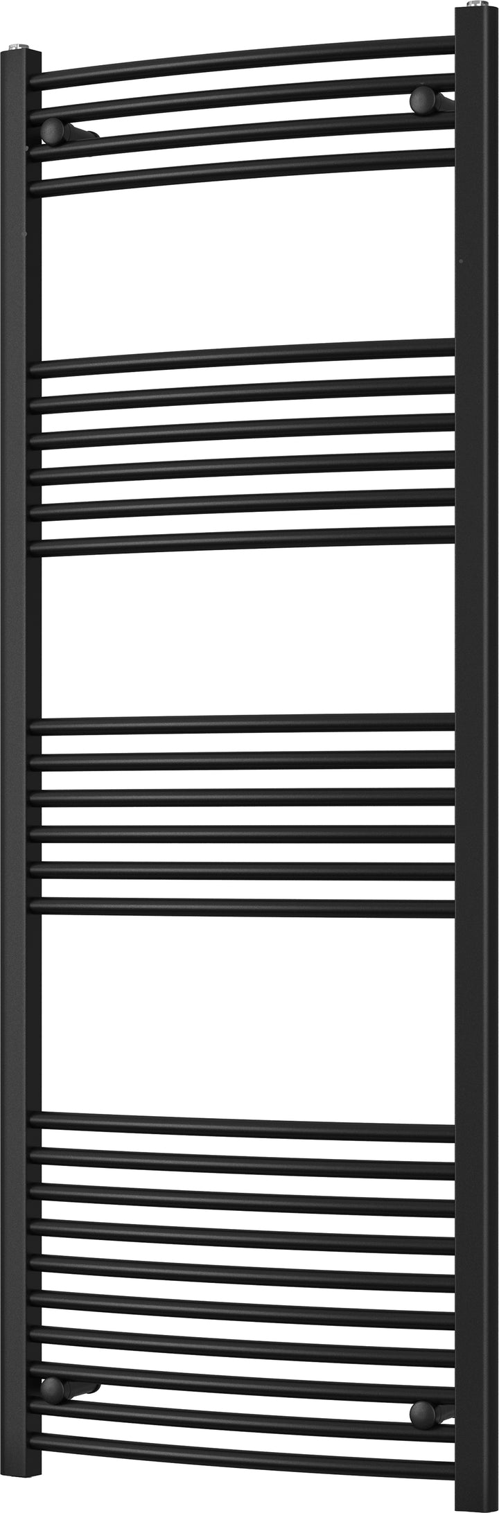 Zennor - Black Heated Towel Rail - H1600mm x W600mm - Curved