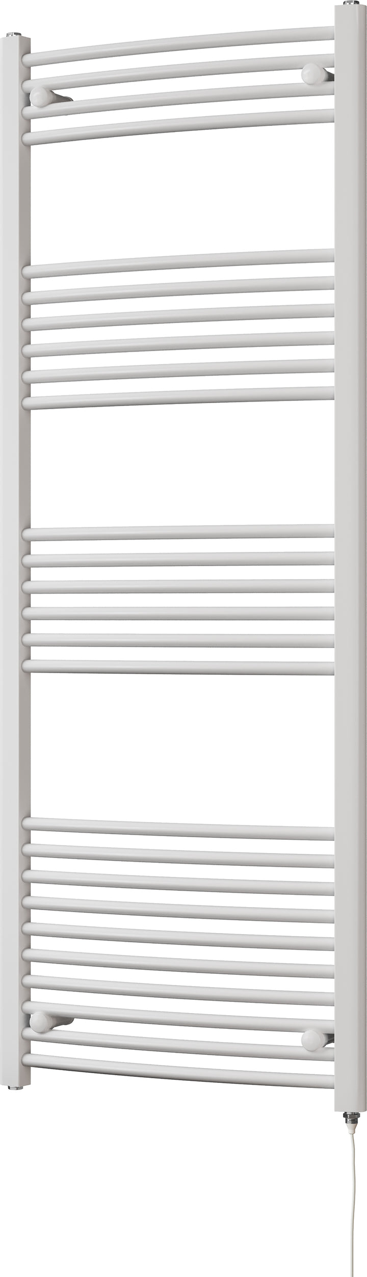Zennor - White Electric Towel Rail H1600mm x W600mm Curved 600w Standard