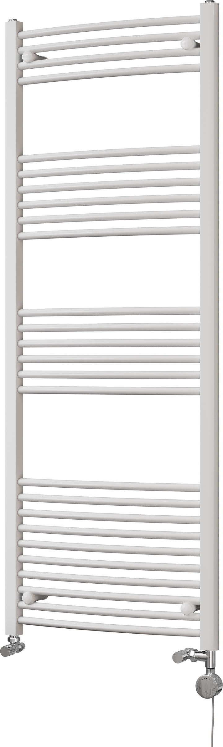 Zennor - White Dual Fuel Towel Rail H1600mm x W600mm Thermostatic - Curved