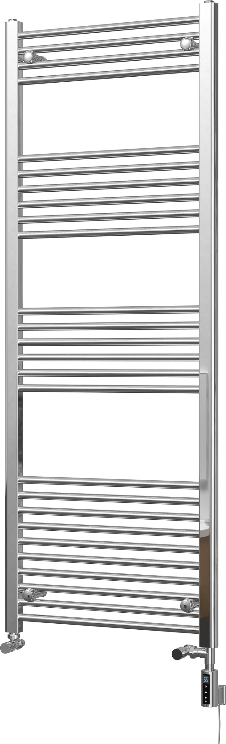 Zennor - Chrome Dual Fuel Towel Rail H1600mm x W600mm Thermostatic WIFI - Straight