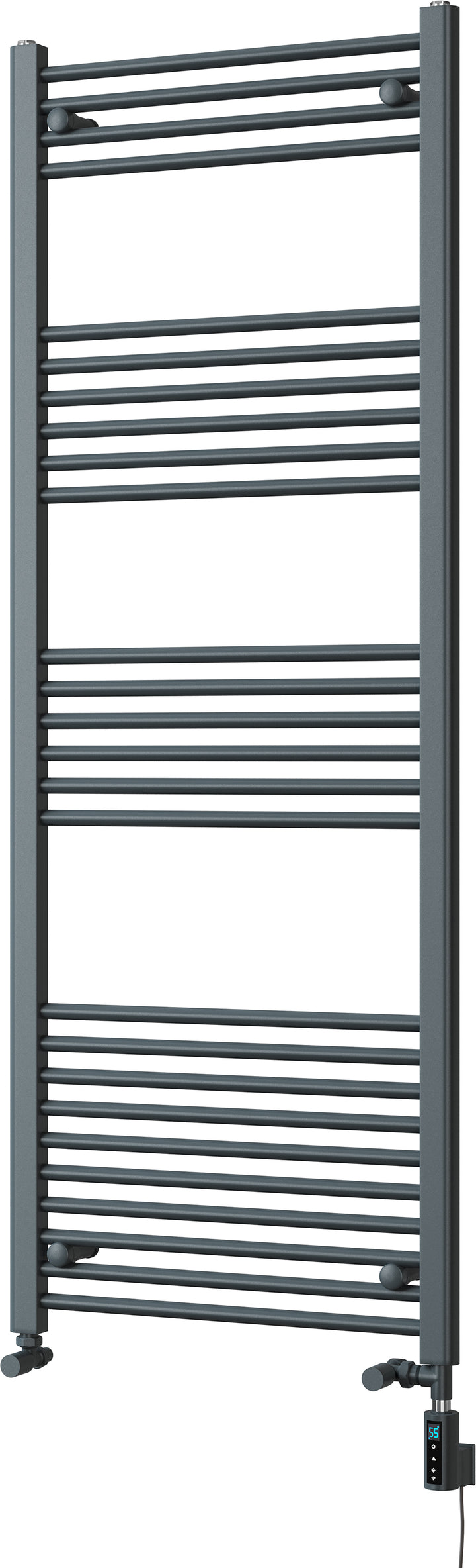 Zennor - Anthracite Dual Fuel Towel Rail  H1600mm x W600mm Thermostatic WIFI - Straight