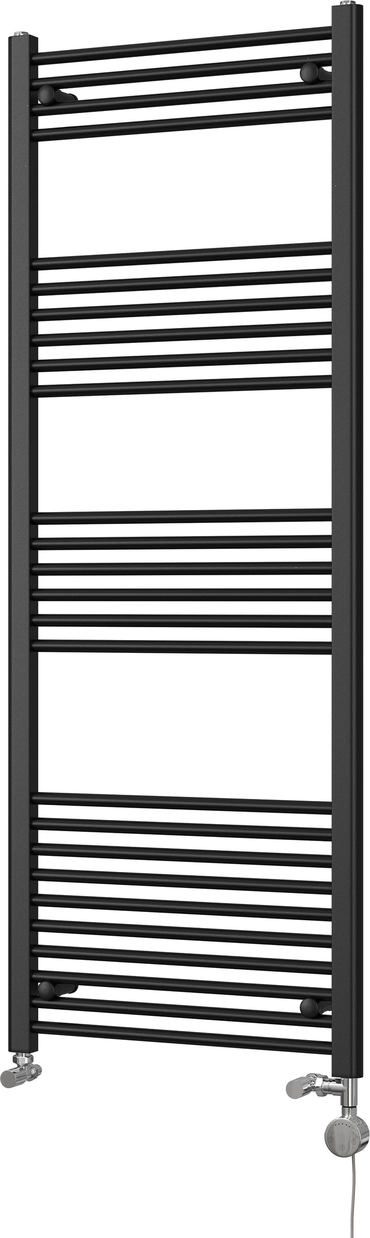 Zennor - Black Dual Fuel Towel Rail H1600mm x W600mm Thermostatic - Straight