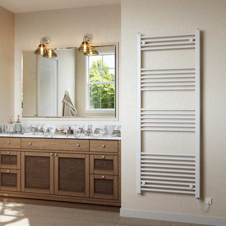 Zennor - White Electric Towel Rail H1600mm x W600mm Straight 800w Standard