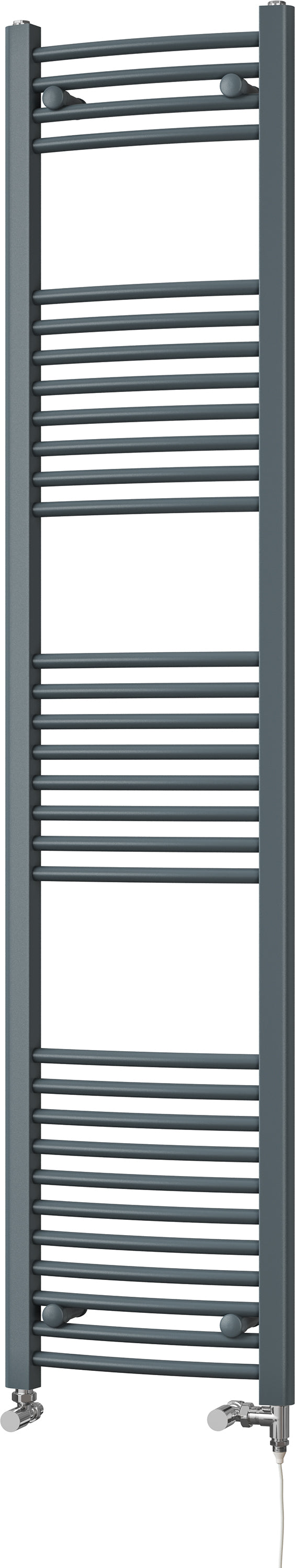 Zennor - Anthracite Dual Fuel Towel Rail  H1800mm x W400mm Standard - Curved