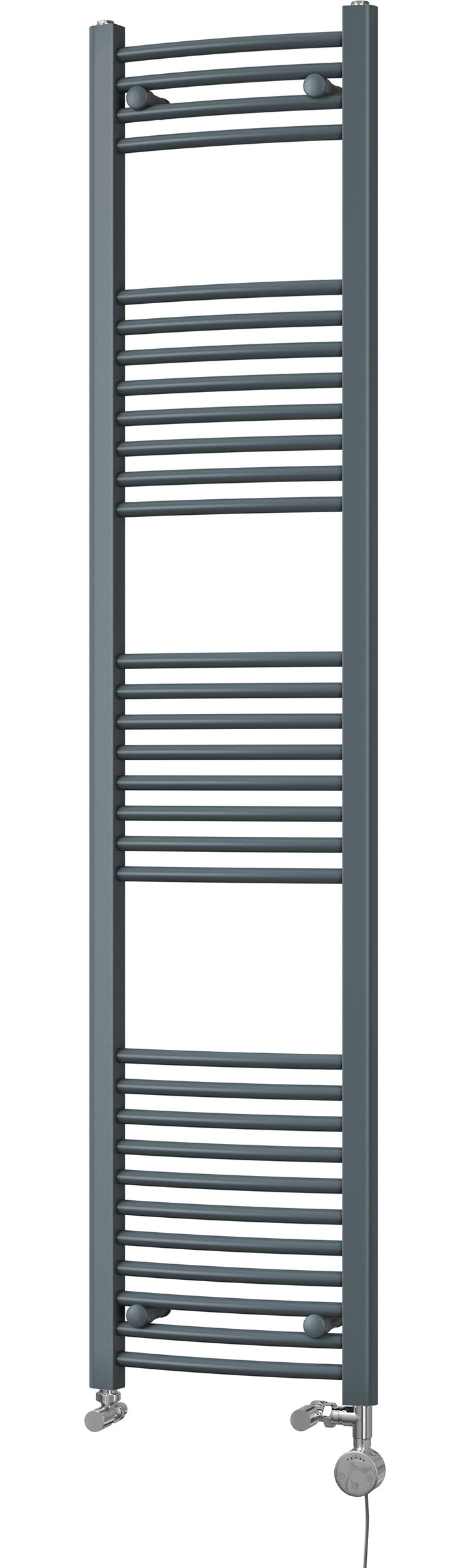 Zennor - Anthracite Dual Fuel Towel Rail  H1800mm x W400mm Thermostatic - Curved