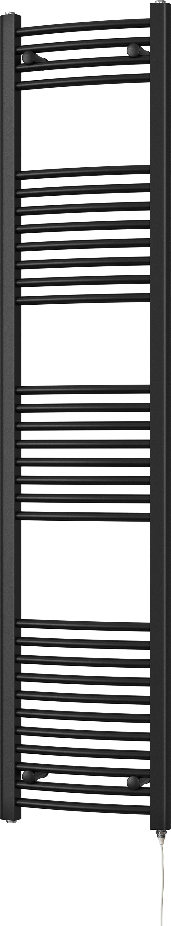 Zennor - Black Electric Towel Rail H1800mm x W400mm Curved 600w Standard