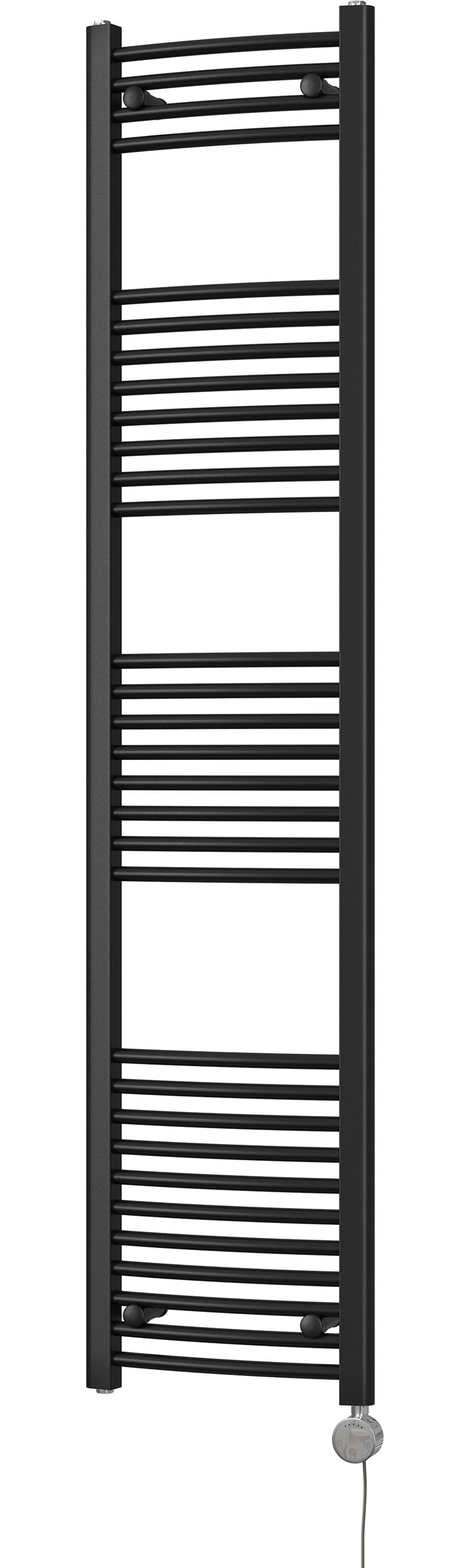 Zennor - Black Electric Towel Rail H1800mm x W400mm Curved 600w Thermostatic