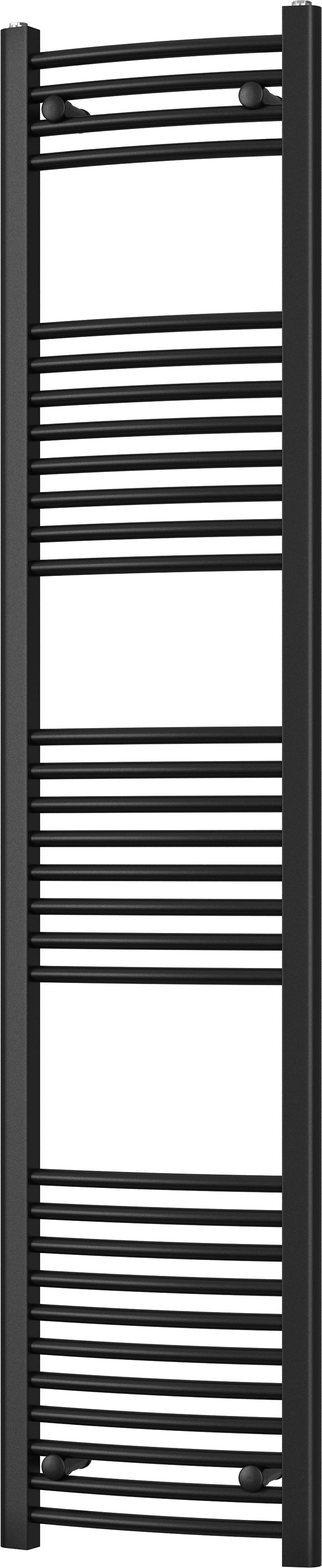 Zennor - Black Heated Towel Rail - H1800mm x W400mm - Curved