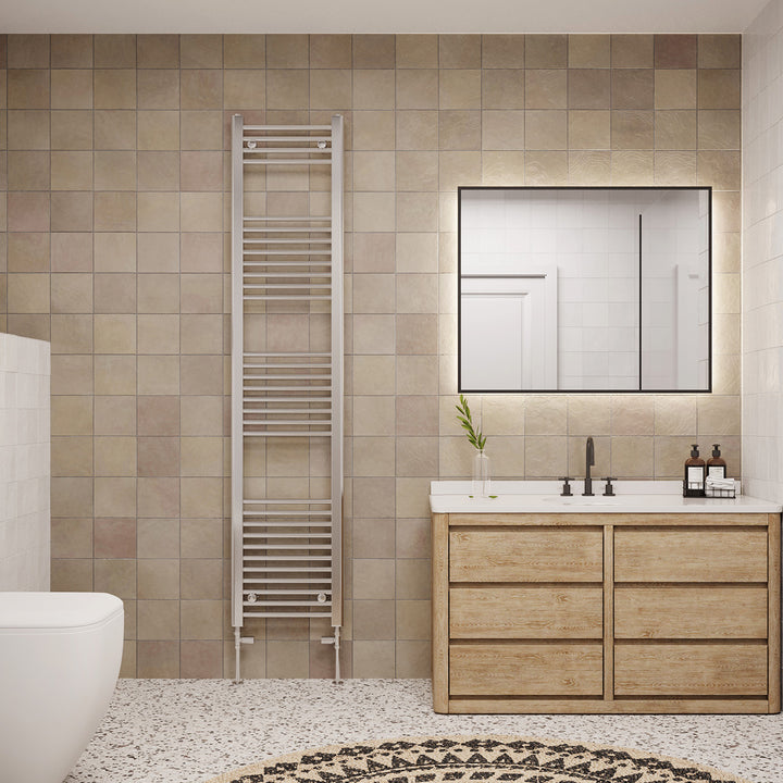 Zennor - Chrome Heated Towel Rail - H1800mm x W400mm - Straight