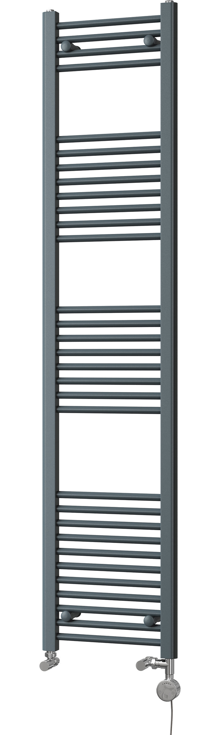 Zennor - Anthracite Dual Fuel Towel Rail  H1800mm x W400mm Thermostatic - Straight