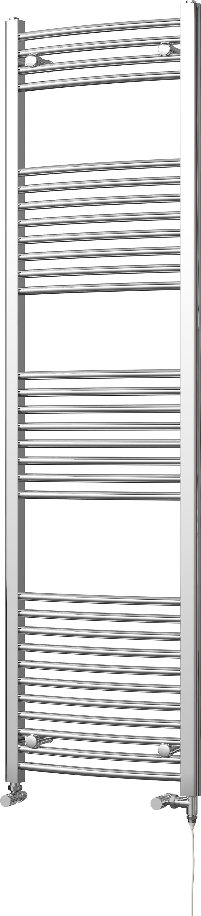 Zennor - Chrome Dual Fuel Towel Rail H1800mm x W500mm Standard - Curved