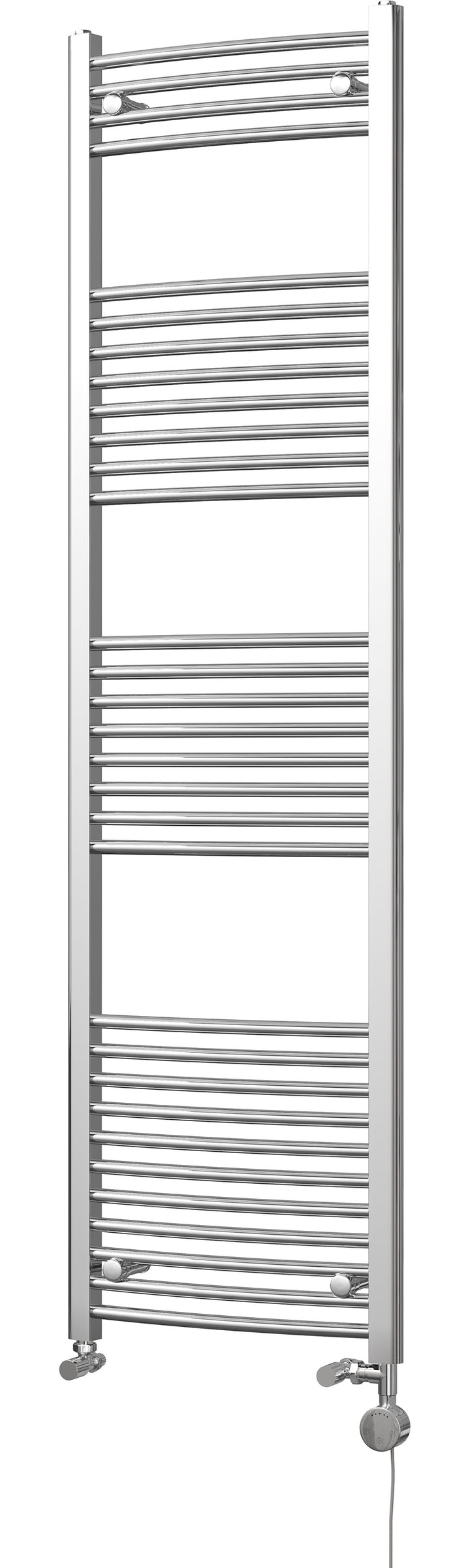 Zennor - Chrome Dual Fuel Towel Rail H1800mm x W500mm Thermostatic - Curved