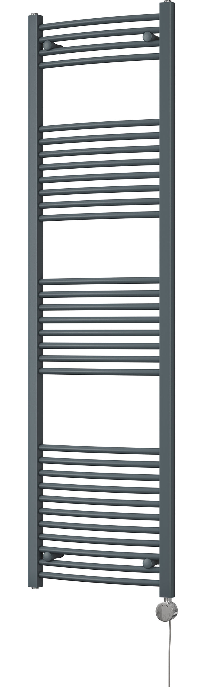 Zennor - Anthracite Electric Towel Rail H1800mm x W500mm Curved 600w Thermostatic