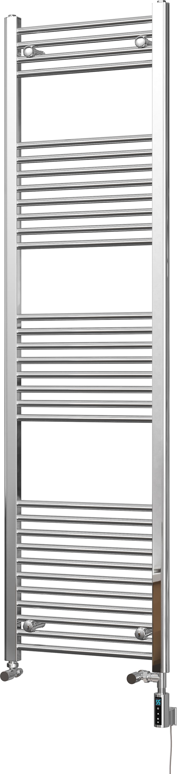 Zennor - Chrome Dual Fuel Towel Rail H1800mm x W500mm Thermostatic WIFI - Straight