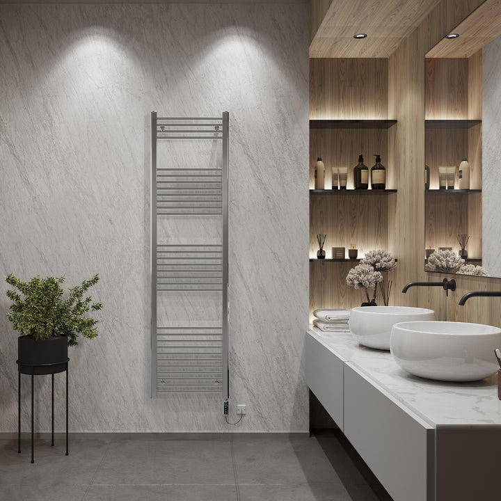 Zennor - Chrome Electric Towel Rail H1800mm x W500mm Straight 600w Thermostatic WIFI