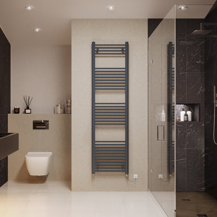 Zennor - Anthracite Electric Towel Rail H1800mm x W500mm Straight 600w Standard