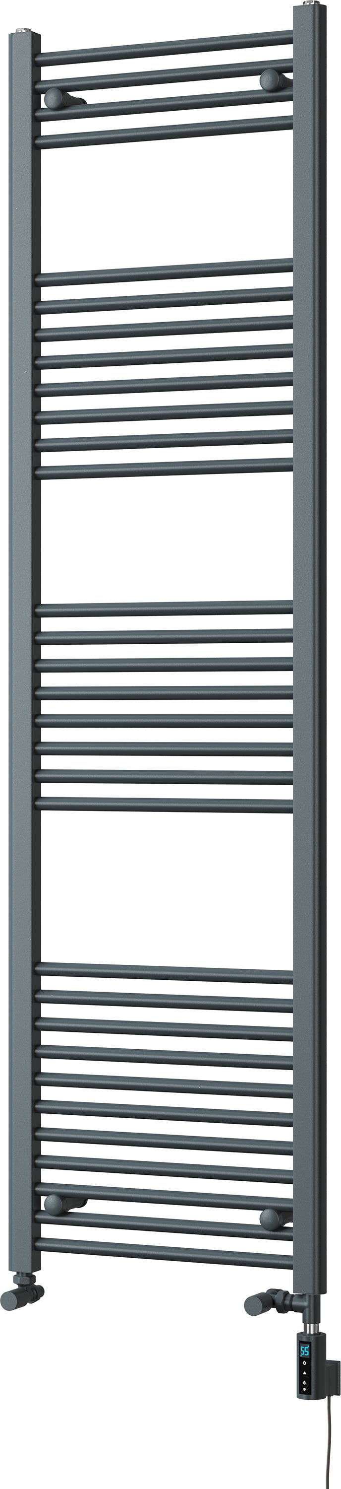 Zennor - Anthracite Dual Fuel Towel Rail  H1800mm x W500mm Thermostatic WIFI - Straight