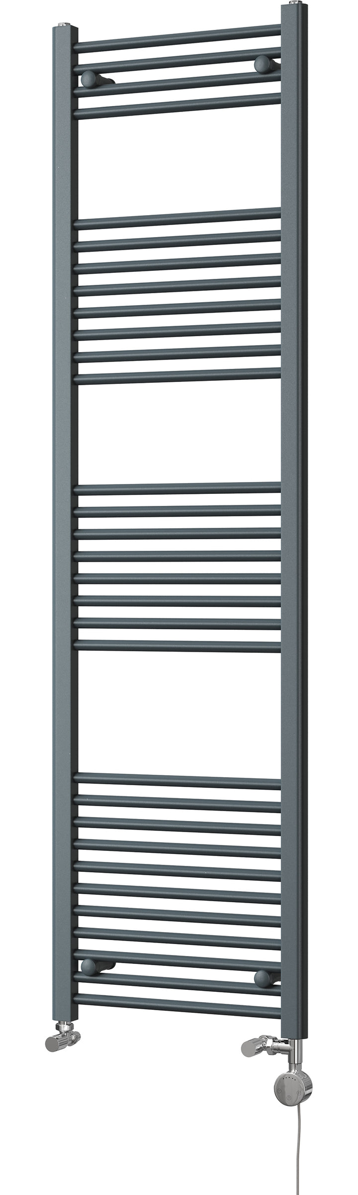 Zennor - Anthracite Dual Fuel Towel Rail  H1800mm x W500mm Thermostatic - Straight