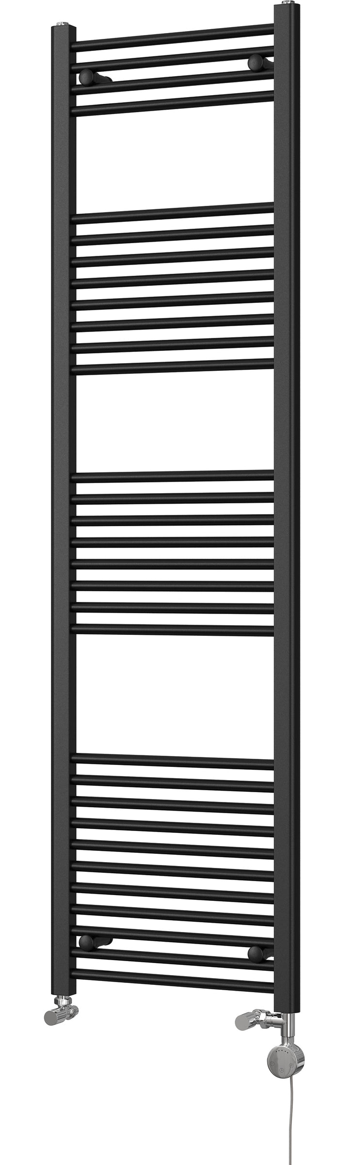 Zennor - Black Dual Fuel Towel Rail H1800mm x W500mm Thermostatic - Straight