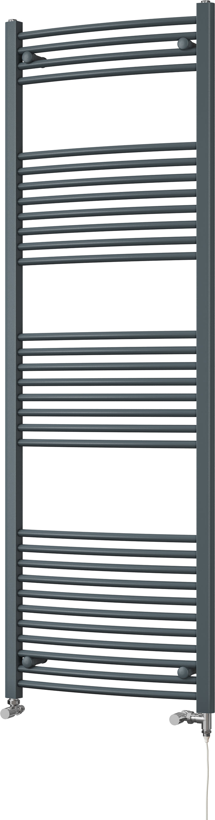 Zennor - Anthracite Dual Fuel Towel Rail  H1800mm x W600mm Standard - Curved