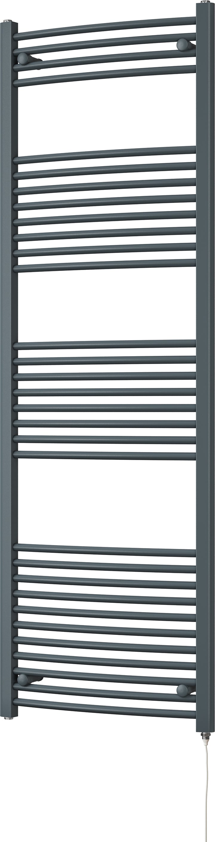 Zennor - Anthracite Electric Towel Rail H1800mm x W600mm Curved 600w Standard