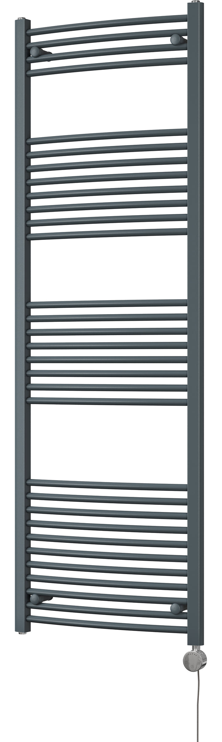 Zennor - Anthracite Electric Towel Rail H1800mm x W600mm Curved 1000w Thermostatic