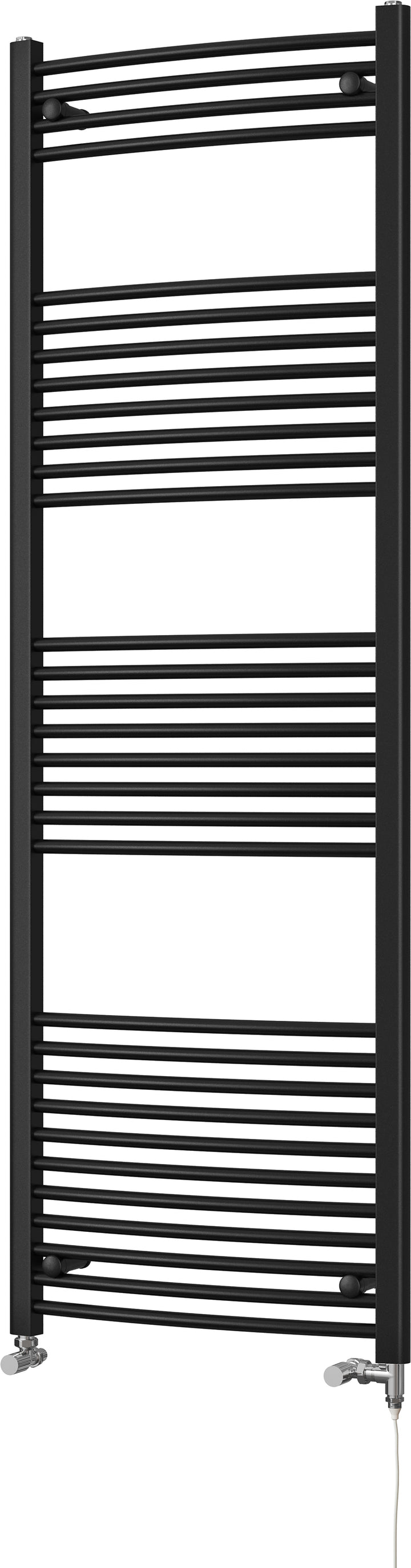 Zennor - Black Dual Fuel Towel Rail H1800mm x W600mm Standard - Curved