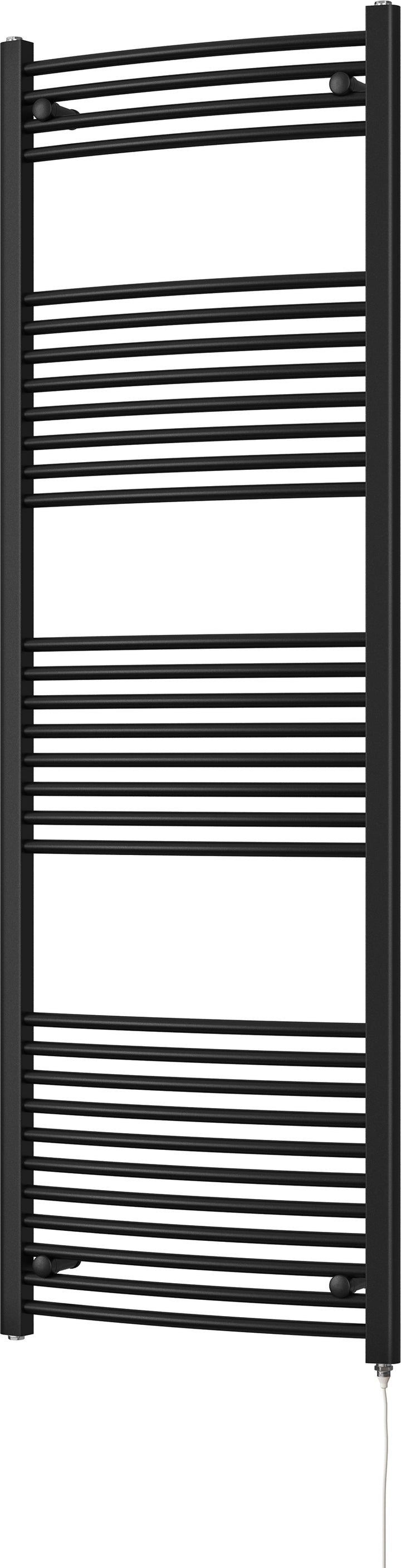 Zennor - Black Electric Towel Rail H1800mm x W600mm Curved 600w Standard