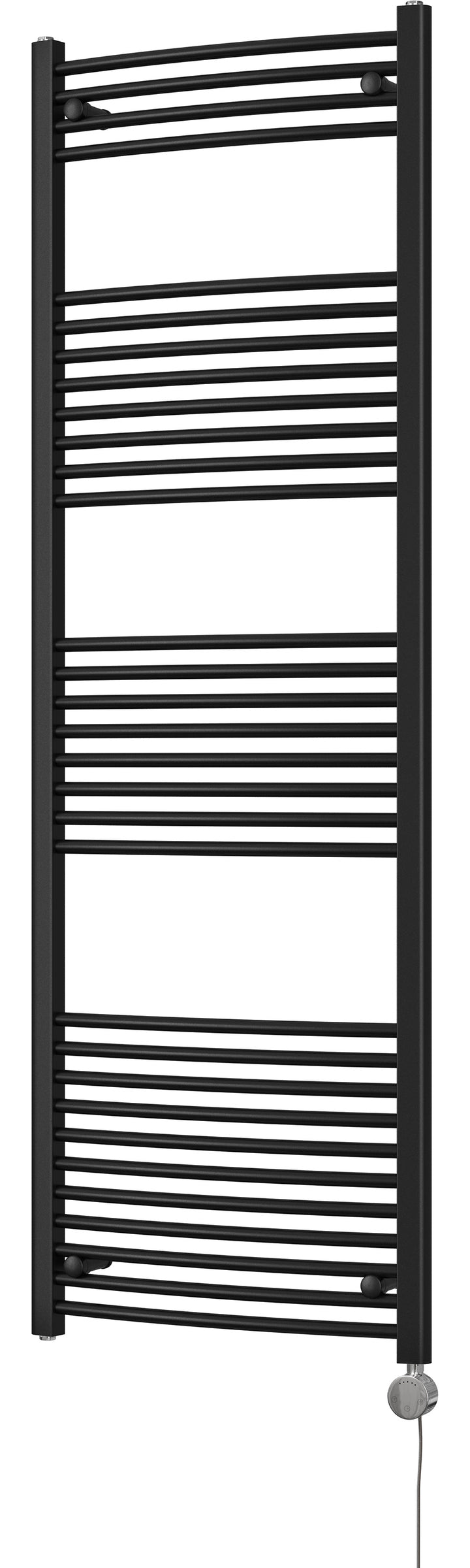 Zennor - Black Electric Towel Rail H1800mm x W600mm Curved 1000w Thermostatic