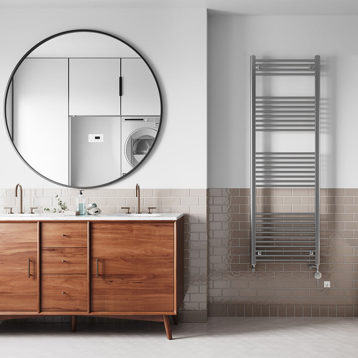 Zennor - Chrome Dual Fuel Towel Rail H1800mm x W600mm Thermostatic - Straight