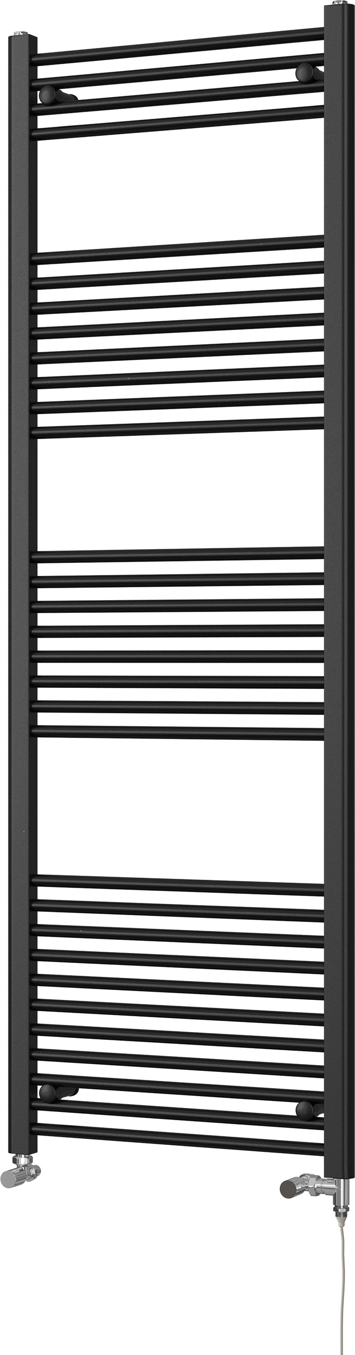 Zennor - Black Dual Fuel Towel Rail H1800mm x W600mm Standard - Straight