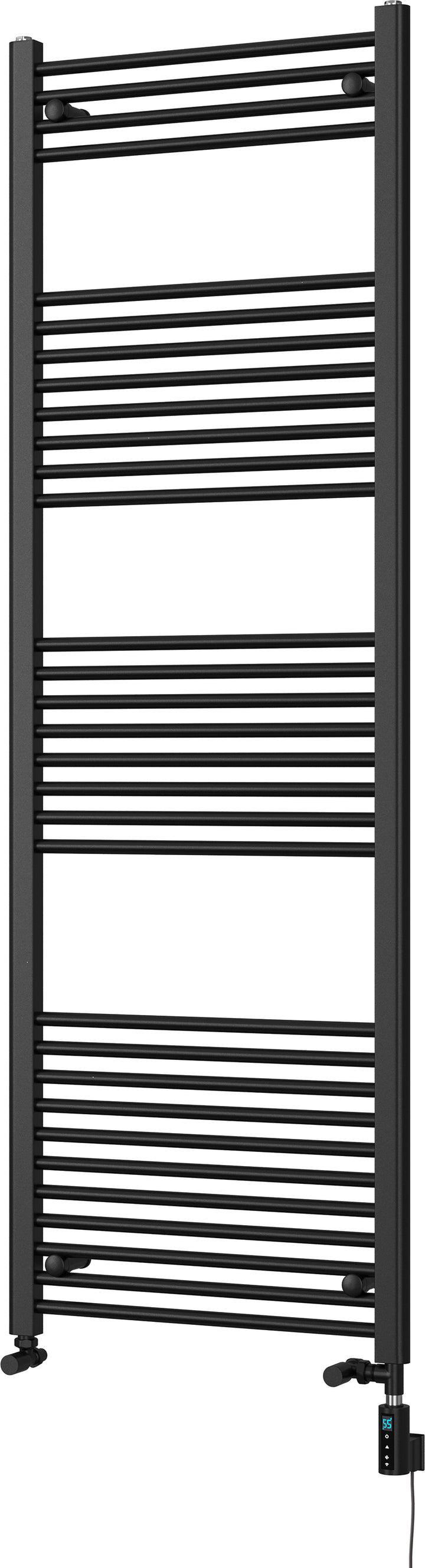 Zennor - Black Dual Fuel Towel Rail H1800mm x W600mm Thermostatic WIFI - Straight