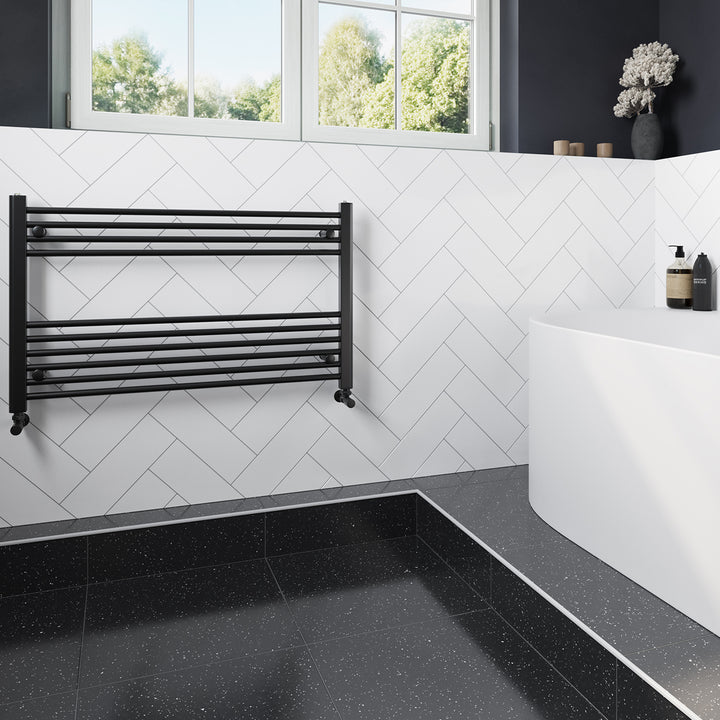 Zennor - Black Heated Towel Rail - H600mm x W1000mm - Straight