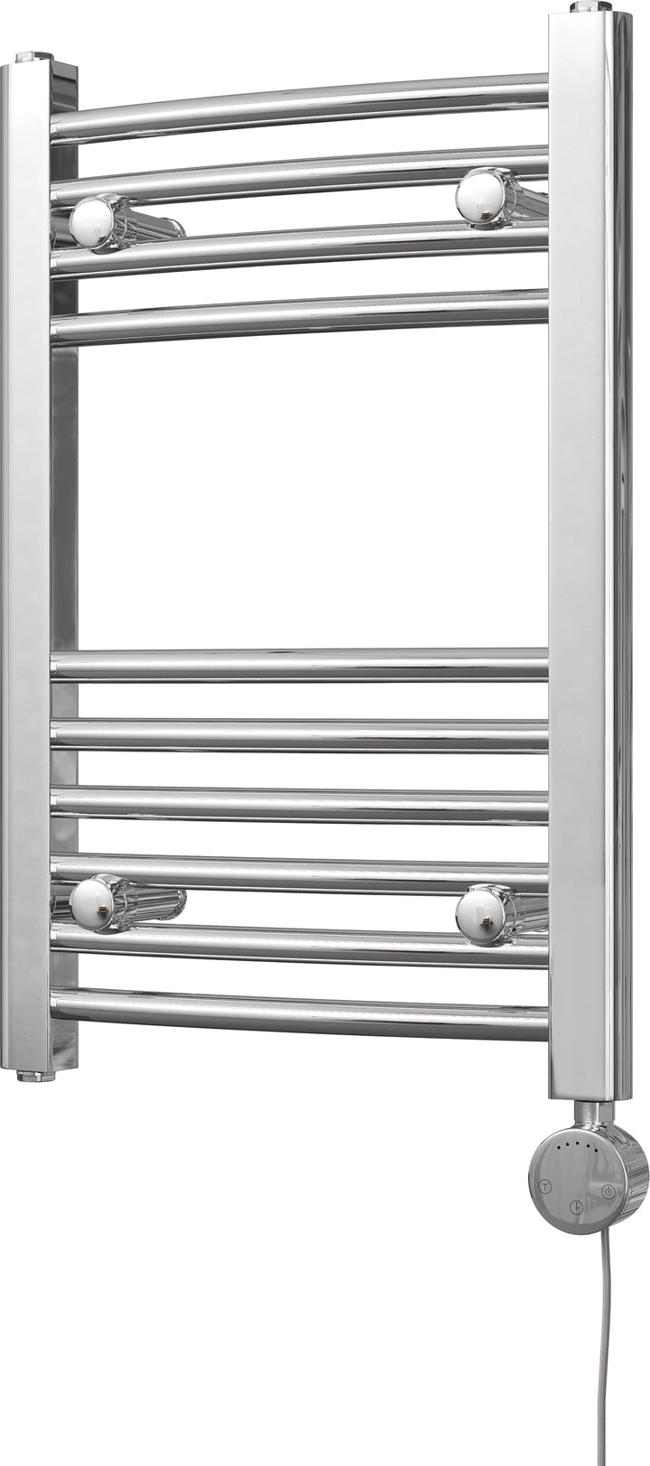 Zennor - Chrome Electric Towel Rail H600mm x W400mm Curved 300w Thermostatic