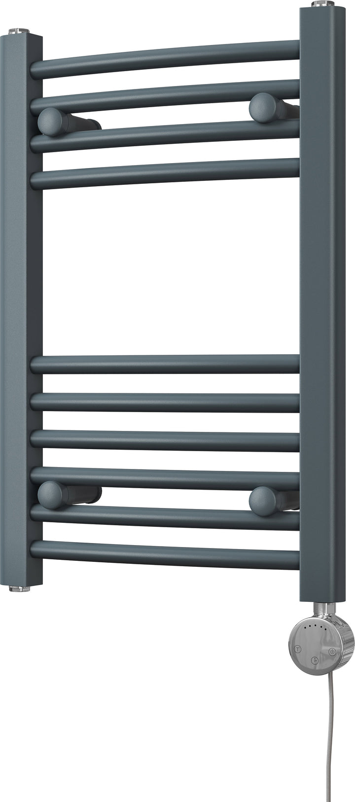 Zennor - Anthracite Electric Towel Rail H600mm x W400mm Curved 300w Thermostatic