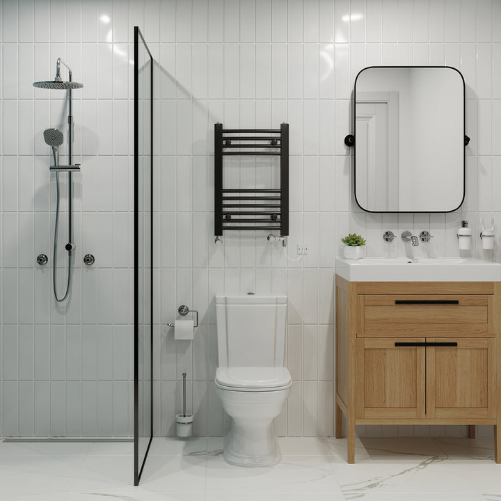 Zennor - Black Dual Fuel Towel Rail H600mm x W400mm Standard