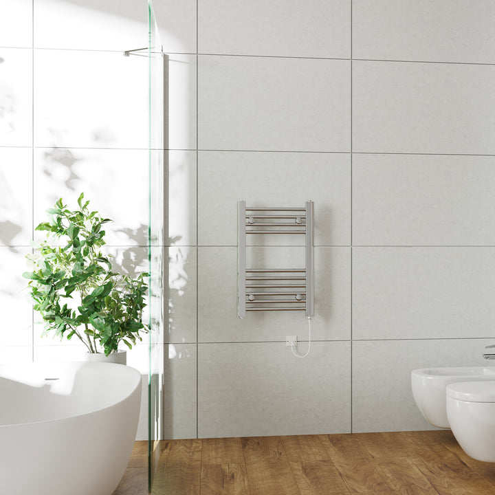 Zennor - Chrome Electric Towel Rail H600mm x W400mm Straight 150w Standard